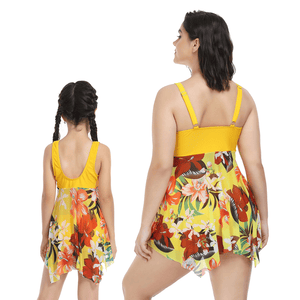🎉Spring Sale 50% Off - Plus Size Ruffle Floral Print One-Piece Mommy and Me Swimsuit