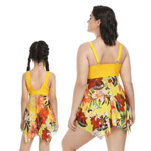 🎉Spring Sale 50% Off - Plus Size Ruffle Floral Print One Piece Mommy and Daughter Swimsuits