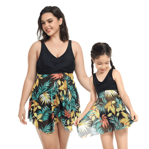🎉Spring Sale 50% Off - Plus Size Ruffle Floral Print One-Piece Mommy and Me Swimsuit
