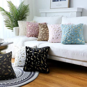 Feather Printed Pillow Cover