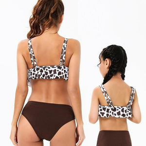Tan Patterned Bikini Mommy And Me Swimsuit
