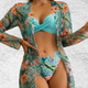 「🎉Spring Sale - 40% Off」Floral Print Three Piece Bikini Set Swimsuit