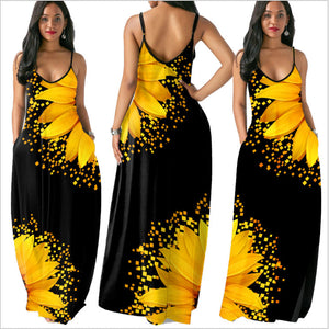 2024Women's Long Sleeveless V Neck Dress