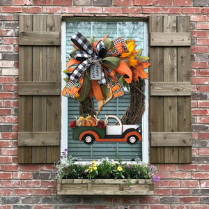 Farmhouse Pumpkin Truck Wreath-Autumn Nature Decoration(Ready For Shipment!)
