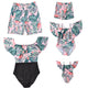 Family Matching Pink Plants Printed Swimsuits