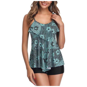 Strappy Two Piece Printing Bikini Set Swimsuit