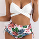 Tropical Twist Front High Waisted Three Piece Swimsuit