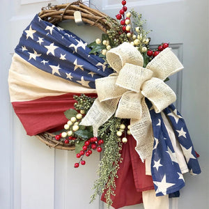 Patriotic Floral Grapevine Wreath (Made in USA)