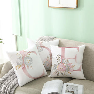 Pink Letter Decorative Pillow Cover