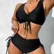 Lace Up Black High Waisted Bikini Two Piece Swimsuit