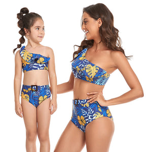 🎉Spring Sale 50% Off - Ruffled Split High Waist Tie Bikini Mommy and Me Swimsuit