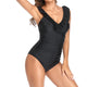 「🎉Spring Sale - 40% Off」V Neck Ruffled  One-Piece Lace Up Swimsuit