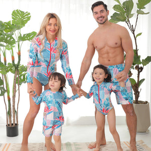 🎉Spring Sale 50% Off - Family Matching Blue Flower Printed Swimsuits