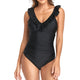 「🎉Spring Sale - 40% Off」V Neck Ruffled  One-Piece Lace Up Swimsuit