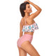 Ruffle Floral Drawstring Bikini Set Swimsuit