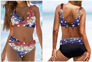 「🎉Spring Sale - 40% Off」US Flag Tie Dye Bikini Set Swimsuit