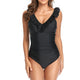 「🎉Spring Sale - 40% Off」V Neck Ruffled  One-Piece Lace Up Swimsuit