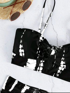 Tie Dye Bikini & High Waist Shorts Swimsuit