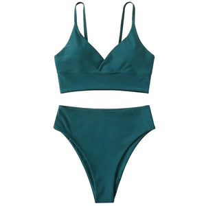Solid Bikini Set Push Up Vest Swimsuit