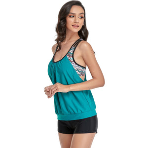 Retro Halter Ruched Two Piece Floral Swimsuit