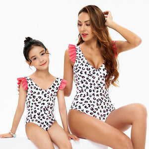Halter Print Deep V One-Piece Mommy and Me Swimsuit