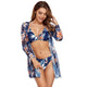 Three Piece Mesh Tummy Control Bikini Long Swimsuit