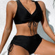 Lace Up Black High Waisted Bikini Two Piece Swimsuit