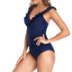 「🎉Spring Sale - 40% Off」V Neck Ruffled  One-Piece Lace Up Swimsuit