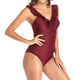 「🎉Spring Sale - 40% Off」V Neck Ruffled  One-Piece Lace Up Swimsuit