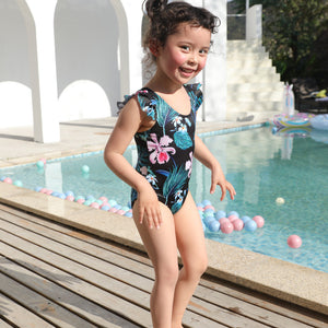 🎉Spring Sale 50% Off - Family Matching Black Green Leaves Printed Swimsuits
