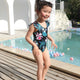 🎉Spring Sale 50% Off - Family Matching Black Green Leaves Printed Swimsuits