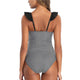 「🎉Spring Sale - 40% Off」V Neck Ruffled  One-Piece Lace Up Swimsuit