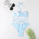 Stripe Print Bikini Set Sexy Filled Bra Swimsuit