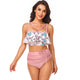 Ruffle Floral Drawstring Bikini Set Swimsuit