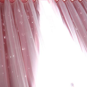 Princess Double Layer Blockout Curtain with Hollow out Stars