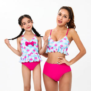 New Pink Cute Mommy And Me Swimsuit