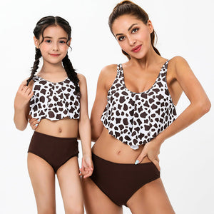 Tan Patterned Bikini Mommy And Me Swimsuit