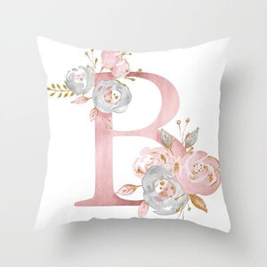 Pink Letter Decorative Pillow Cover