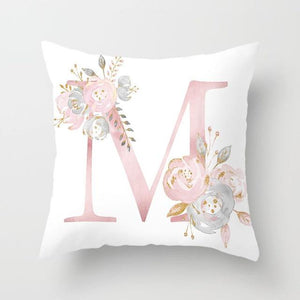 Pink Letter Decorative Pillow Cover