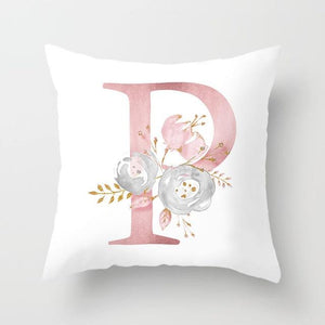 Pink Letter Decorative Pillow Cover