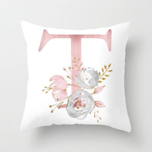 Pink Letter Decorative Pillow Cover